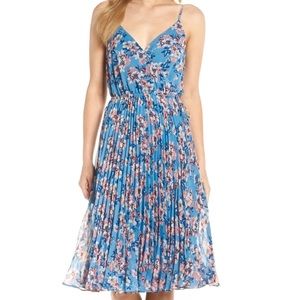 Ali & Jay sky blue floral pleated midi dress